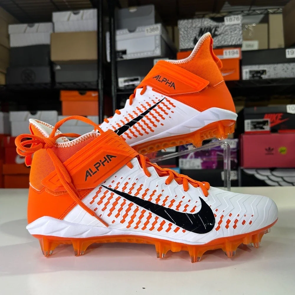 Nike Alpha Menace Pro 2 Mid Football Cleats Mens 12 Orange White BV3945-103